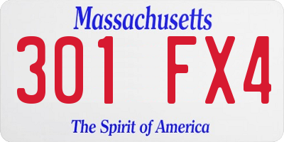 MA license plate 301FX4