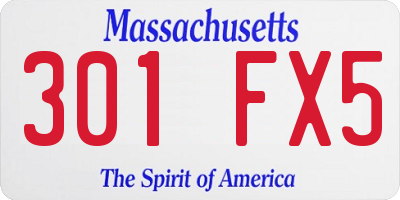 MA license plate 301FX5