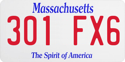 MA license plate 301FX6