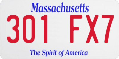 MA license plate 301FX7