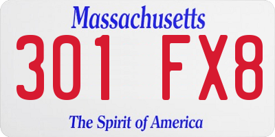 MA license plate 301FX8