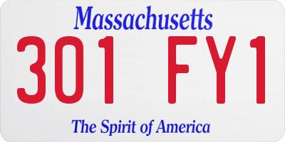 MA license plate 301FY1