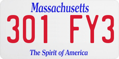 MA license plate 301FY3