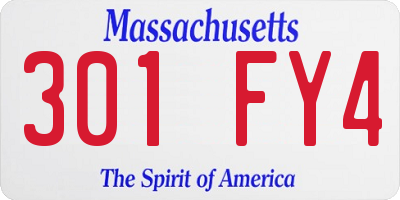 MA license plate 301FY4