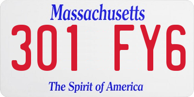 MA license plate 301FY6