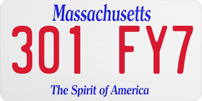 MA license plate 301FY7