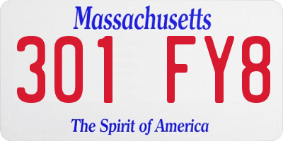 MA license plate 301FY8