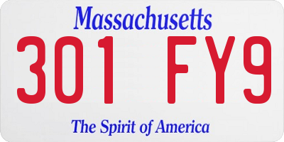 MA license plate 301FY9