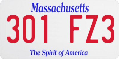 MA license plate 301FZ3