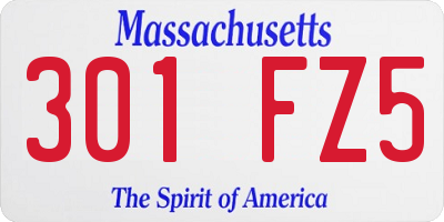 MA license plate 301FZ5