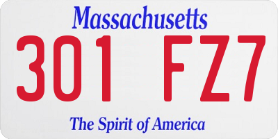 MA license plate 301FZ7