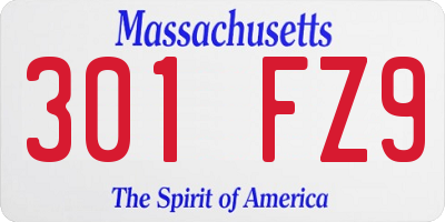 MA license plate 301FZ9