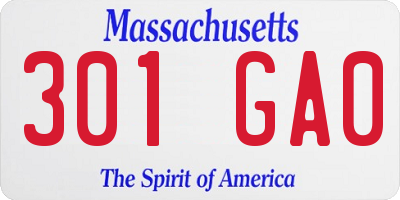 MA license plate 301GA0