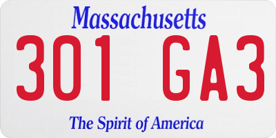 MA license plate 301GA3