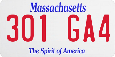 MA license plate 301GA4