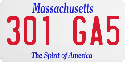 MA license plate 301GA5