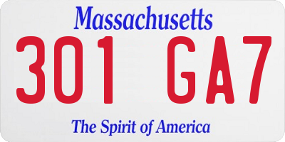 MA license plate 301GA7