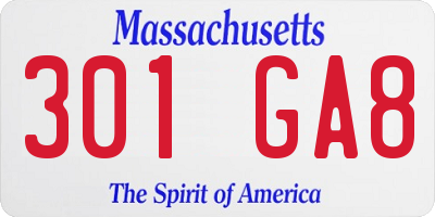 MA license plate 301GA8
