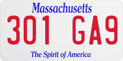 MA license plate 301GA9