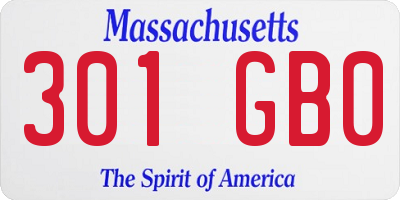 MA license plate 301GB0