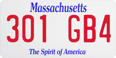 MA license plate 301GB4