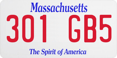 MA license plate 301GB5
