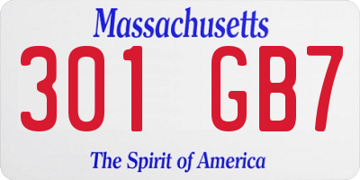 MA license plate 301GB7