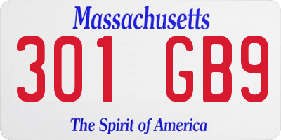 MA license plate 301GB9