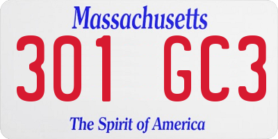 MA license plate 301GC3