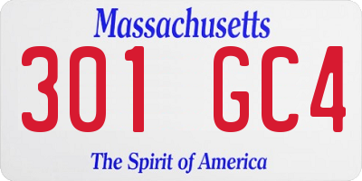 MA license plate 301GC4