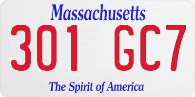 MA license plate 301GC7
