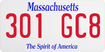 MA license plate 301GC8