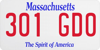 MA license plate 301GD0