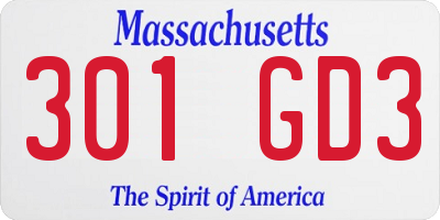 MA license plate 301GD3