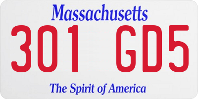 MA license plate 301GD5