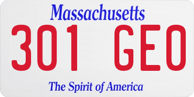 MA license plate 301GE0