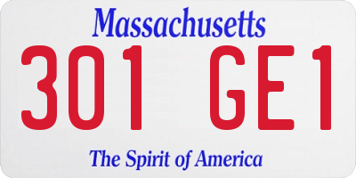 MA license plate 301GE1