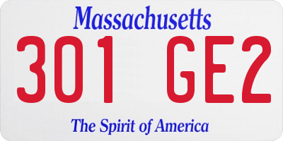 MA license plate 301GE2