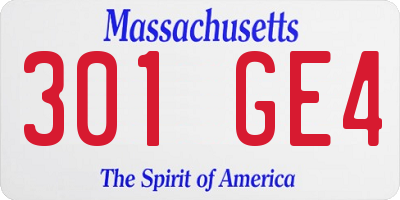 MA license plate 301GE4