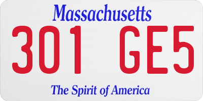 MA license plate 301GE5