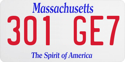 MA license plate 301GE7