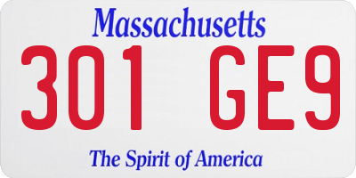 MA license plate 301GE9