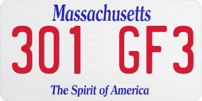 MA license plate 301GF3