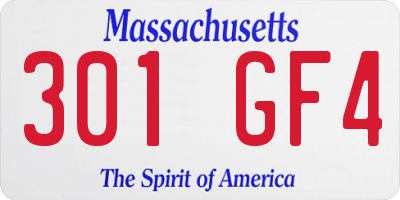 MA license plate 301GF4
