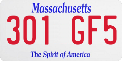 MA license plate 301GF5