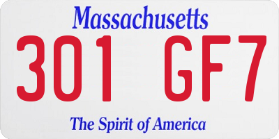 MA license plate 301GF7