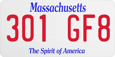 MA license plate 301GF8