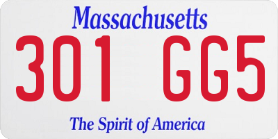MA license plate 301GG5