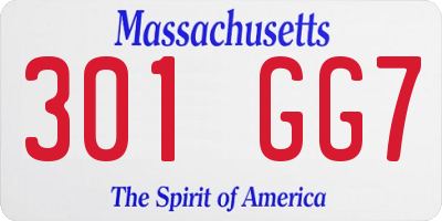 MA license plate 301GG7
