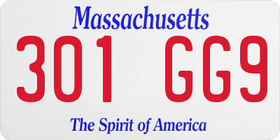 MA license plate 301GG9